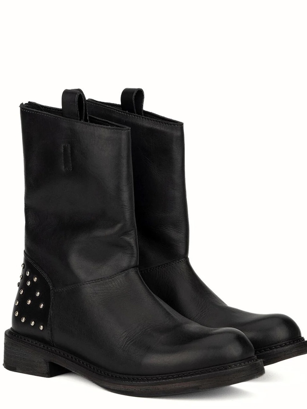 Vintage Foundry Co. Women's Stacy Mid Calf Boots Black Leather Studded size 7